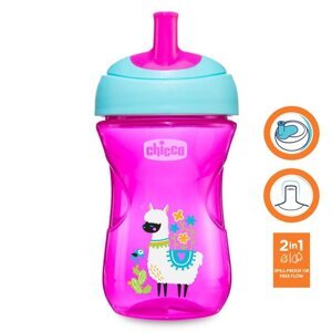 CHICCO Hrnček Advanced so slamkovým náustkom 266 ml, ružový 12m+