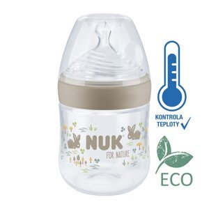 NUK Fľaša dojčenská For Nature s kontrolou teploty, hnedá 150 ml