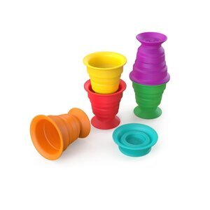 BABY EINSTEIN Hračka maxi prísavky poháriky 6ks Stack & Squish Cups™ 6m+