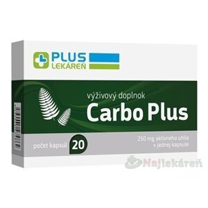 PLUS LEKÁREŇ Carbo Plus aktívne uhlie 250mg 20ks