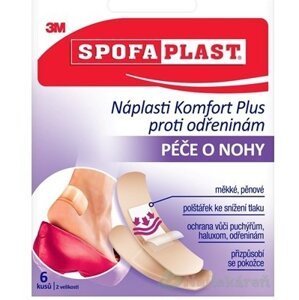 3M SPOFAPLAST č.187 Náplasti Komfort Plus, proti odreninám, starostlivosť o nohy, 2 veľkosti, 1x6 ks