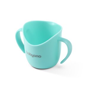 BABYONO Hrnček ergonomický s uškami 120 ml mint 6m