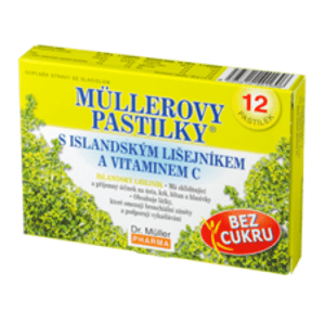 MÜLLEROVE PASTILKY s islandským lišajníkom a vitamínom C BEZ CUKRU  12ks