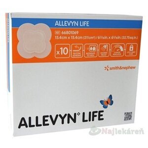 ALLEVYN LIFE Krytie na rany 15,4x15,4cm, adhezívne penové krytie so silikónovým gélom 10ks