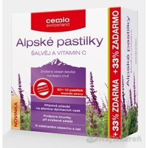 Cemio Alpské pastilky ŠALVIA A VITAMÍN C, 40ks