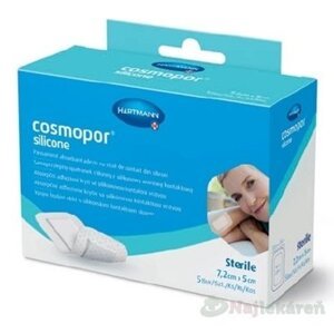 Cosmopor Silicone, savá silikónová náplasť (7,2x5 cm), 5 ks