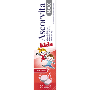 Dr. Theiss Ascorvita MAX kids vitamín C, D a zinok 20 šumivých tabliet