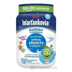 WALMARK Marťankovia GUMMY s Echinaceou želatínové tablety, príchuť jahoda a čerešňa 70 ks