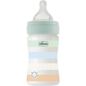 CHICCO Fľaša dojčenská Well-being silikón 150ml chlapec