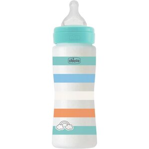 CHICCO Fľaša dojčenská Well-being silikón 330ml chlapec