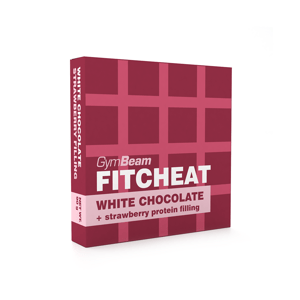 Fitcheat Proteínová Čokoláda - GymBeam, biela čokoláda s jahodou, 90g