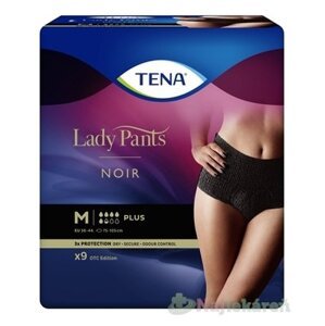 TENA Lady Pants Plus Noir M čierne dámske naťahovacie inkontinenčné nohavičky 9ks