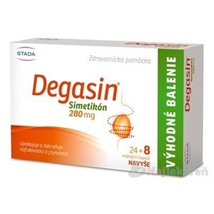 Degasin 280 mg znižuje množstvo plynu, nadúvanie a plynatosť 32 kapsúl