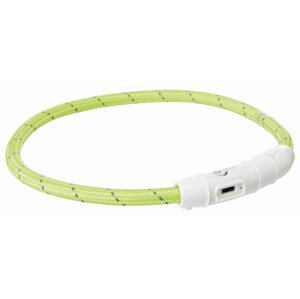 Trixie Flash light band USB, TPU/nylon, M–L: 45 cm/ř 7 mm, green