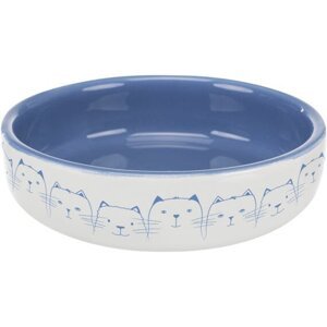 Trixie Hello my little cat bowl, flat, ceramic, 0.3 l/ř 15 cm, light blue/white