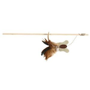 Trixie Playing rod with butterfly, feather/wood/jute, catn., 45 cm