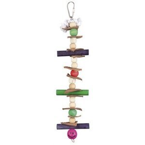 Trixie Toy with rope and pearls, wood/leather, coloured, 28 cm, multi coloured