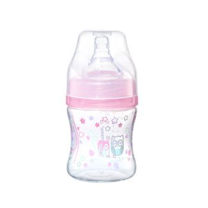 BABYONO Fľaša antikoliková Klasik ružová 120 ml 0 m+