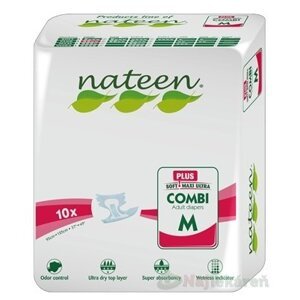 Nateen COMBI PLUS M plienky inkontinenčné, obvod bokov 95-125cm, savosť 2450ml, 10ks