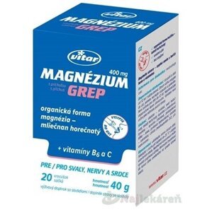 VITAR Magnézium 400 mg + vitamíny B6 a C príchuť grep 20 vresúčok