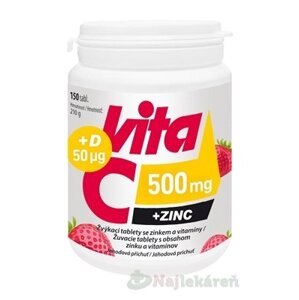 Vitabalans Vita C 500 mg + Zinok + D 50 µg, 150 žuvacích tbl.