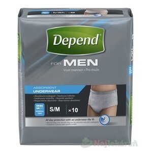 DEPEND NORMAL S/M pre mužov naťahovacie nohavičky savosť 1000ml, obv.bokov 70-105cm 10ks