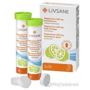 LIVSANE Magnézium 500 mg šumivé tablety, Limetka 20 tbl