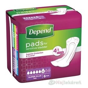 DEPEND SUPER NIGHT (SUPER PLUS) inkontinenčné vložky pre ženy,12x40cm, savosť 808ml, 6ks