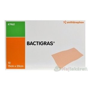 BACTIGRAS Krytie na rany 15x20cm, sterilné antiseptické tylové s chlórhexidín acetátom 10k