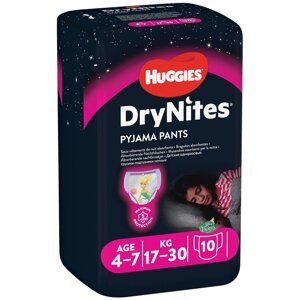 HUGGIES DryNites Nohavičky plienkové jednorazové pre dievčatá 4-7 rokov (17-30 kg) 10 ks