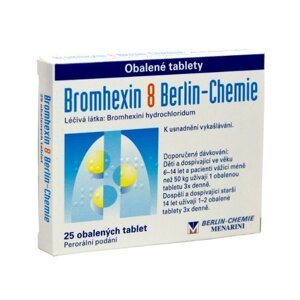 BROMHEXIN 8 BERLIN-CHEMIE na uvoľnenie dýchacích ciest 25 tbl