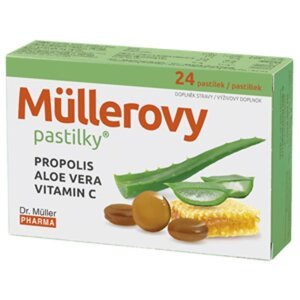 MÜLLEROVE pastilky PROPOLIS, ALOE VERA, VITAMÍN C, 24ks