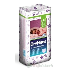 HUGGIES DRY NITES MEDIUM plienkové nohavičky PRE DIEVČATÁ  (4-7 rokov), 10ks