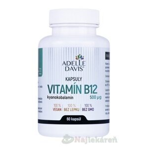 Adelle Davis VITAMÍN B12, kyanokobalamín 500 μg 60 kapsúl