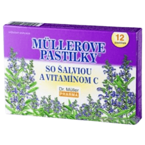 MÜLLEROVE PASTILKY SO ŠALVIOU A VITAMÍNOM C proti nachladnutiu 12 pastiliek