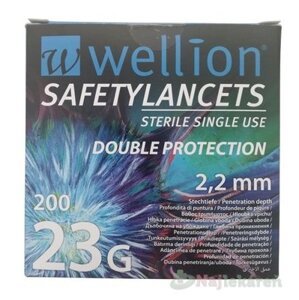 Wellion SAFETYLANCETS 23G - Lanceta bezpečnostná priemer 2,2 mm, sterilná, jednorazová 1x200 ks