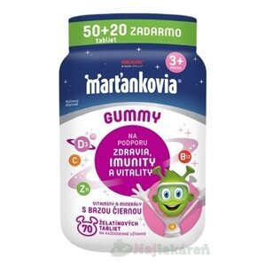 WALMARK Marťankovia GUMMY s Bazou čiernou želatínové tablety, príchuť jablko a čierna ríbezľa 70 ks