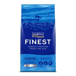 FISH4DOGS Granule veľké pre dospelých psov Finest sardinka so sladkými zemiakmi 12kg,1+