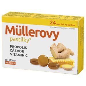 MÜLLEROVE pastilky PROPOLIS, ZÁZVOR, VITAMÍN C, 24ks