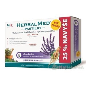 Dr.Weiss HERBALMED PASTILKY BEZ CUKRU pri prechladnutí 30 pastiliek