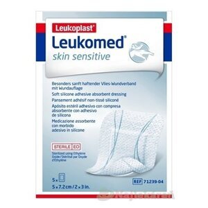 LEUKOPLAST LEUKOMED SKIN SENSITIVE textilné krytie s vankúšikom, náplasť sterilná, 5x7,2 cm, 5 ks