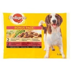 Mars PEDIGREE kapsička dog ADULT Multipack kura&zelenina a hovädzie&zelenina v šťave 4 x 100 g