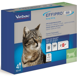 EFFIPRO DUO CAT 4 x 0,5ml spot-on pipeta proti kliešťom a blchám pre mačky