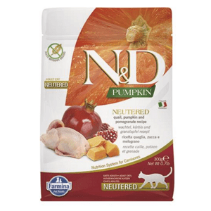 Farmina N&D cat PUMPKIN (GF) adult, neutered, quail & pomegranate granule pre mačky 0,3kg