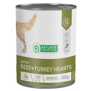 Natures Protection KONZERVA dog adult Beaf & Turkey hearts 800g