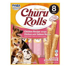 Maškrta Inaba Churu Rolls pre psy Kura s lososom 6x8ks 576g