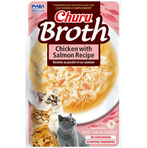 Maškrta Inaba PS Ciao Broth cat Kura s lososom pre mačky 12ks 480g