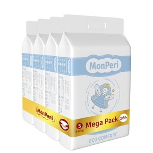 MONPERI Jednorazové plienky Eco Comfort S 3-6 kg Mega Pack