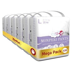 MONPERI Plienkové nohavičky Pants L 8-14 kg Mega Pack