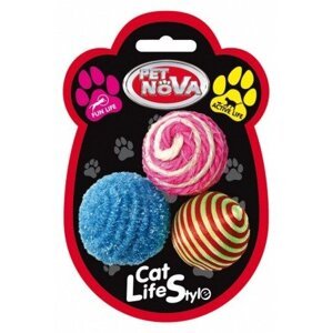 Pet Nova CAT ballset 3x4cm hračka pre mačky sada loptičiek